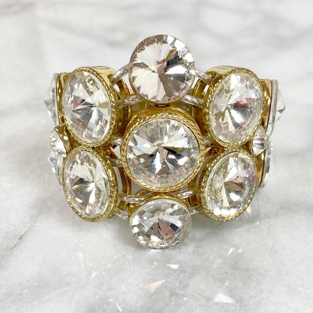 Gold & Crystal Fashion Statement Bracelet